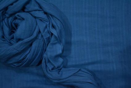 Deep Water Blue Woven Motif Cotton Fabric