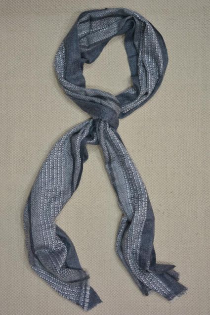 Grey And White Designer Cashmere Wool Stole