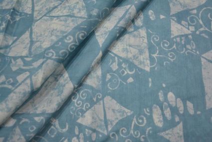 Porcelain Blue Printed Chanderi Silk Fabric