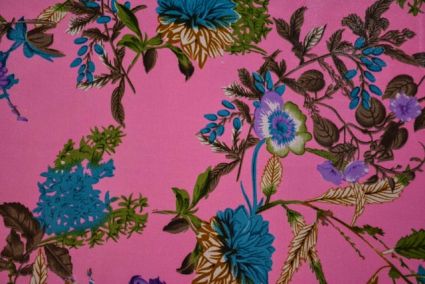 Pink Floral Print Georgette Fabric