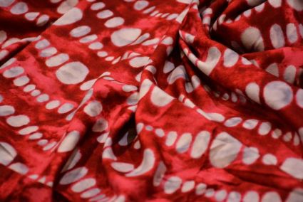 Red And White Circle Print Fine Rayon Fabric