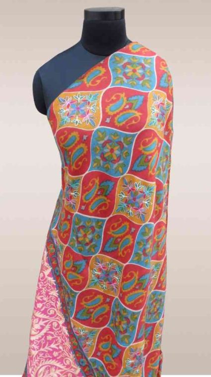 FULLY EMBROIDERED MULTICOLOR CASHMERE SHAWLS SUPPLIER
