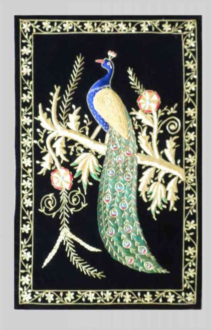 HAND EMBROIDERED PEACOCK INDIAN WALL TAPESTRY MANUFACTURER