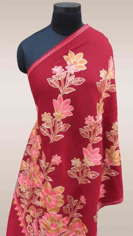 Red Floral Embroidered Indian Scarves Online