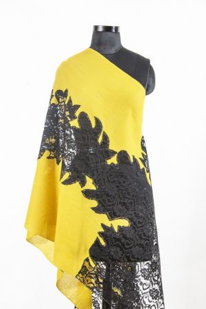 YELLOW BLACK CASHMERE SCARF WOMEN MADE IN INDIA