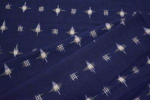 NAVY BLUE AND WHITE DOUBLE IKAT FABRIC-HF3294