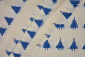 BLUE AND WHITE DOUBLE IKAT FABRIC-HF3316