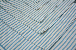 WHITE AND BLUE HANDWOVEN COTTON FABRIC-HF1851