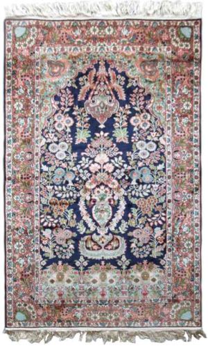 GARDEN OF KASHMIR PURE SILK AREA RUG FROM INDIA