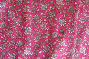PINK PAISLEY POLYESTER SATIN FABRIC-PS14