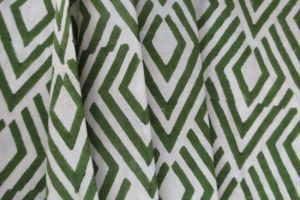WHITE AND GREEN UPHOLSTERY COTTON FABRIC-UF28