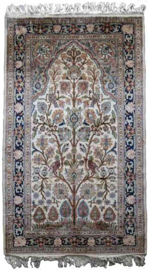 KASHMIR PURE SILK CARPET TREE OF LIFE DESIGN FROM INDIA