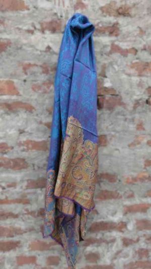 SELF DESIGN BLUE FASHION SCARVES FOR WOMEN FROM INDIA