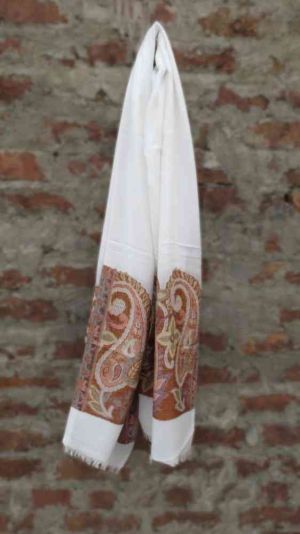 SELF DESIGN WHITE FASHION SCARVES FOR WOMEN FROM INDIA
